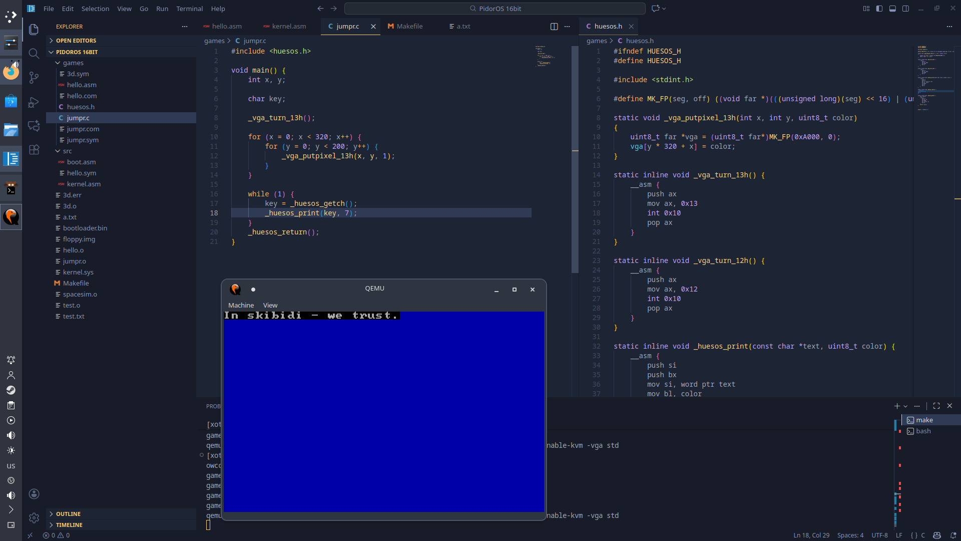 C running on my 16 bit operating system.